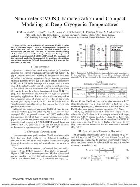 MOSFET Characterization and Modeling at Cryogenic Temperatures - wintechmobiles.com