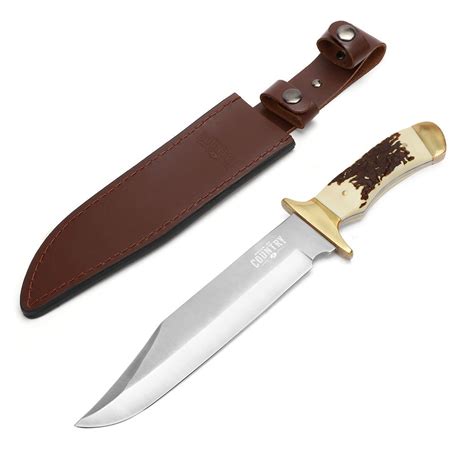 MOSSY OAK Bowie Knife with Leather Sheath