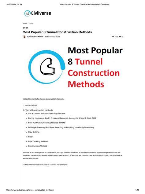 Most Popular 8 Tunnel Construction Methods - Civilverse - raincitystudios.com