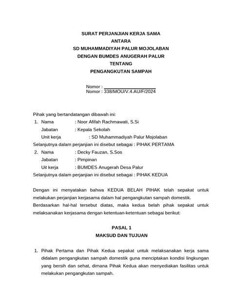 MoU Pengangkutan Sampah | PDF - Scribd - raincitystudios.com