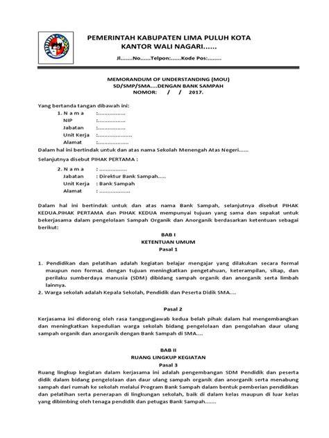 MOU Pengelolaan Sampah Sekolah - raincitystudios.com