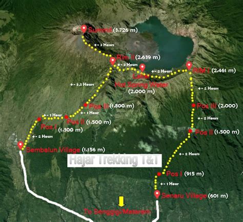 Mount Rinjani Trekking Map - wintechmobiles.com