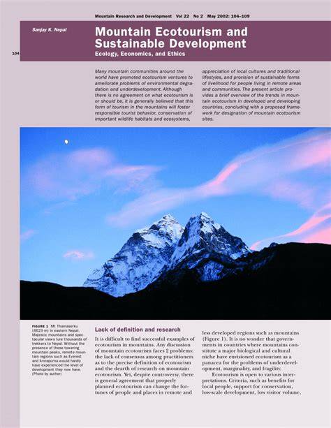 Mountain Protected Areas and Ecotourism for Sustainable ... - Springer - raincitystudios.com
