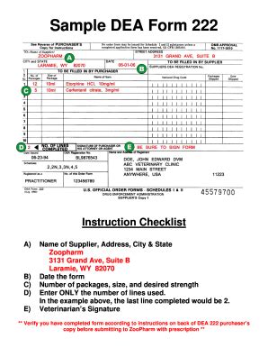 MPS Example DEA 222 Form
