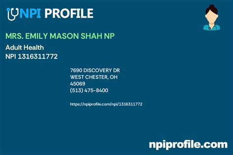 MRS. EMILY MASON SHAH NP NPI 1316311772 - NPI Profile