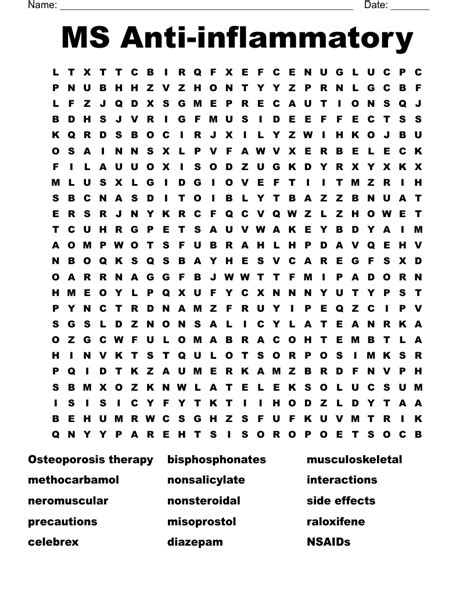 MS Antiinflammatory Word Search WordMint