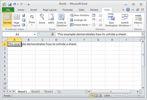 MS Excel 2010 Unhide a sheet