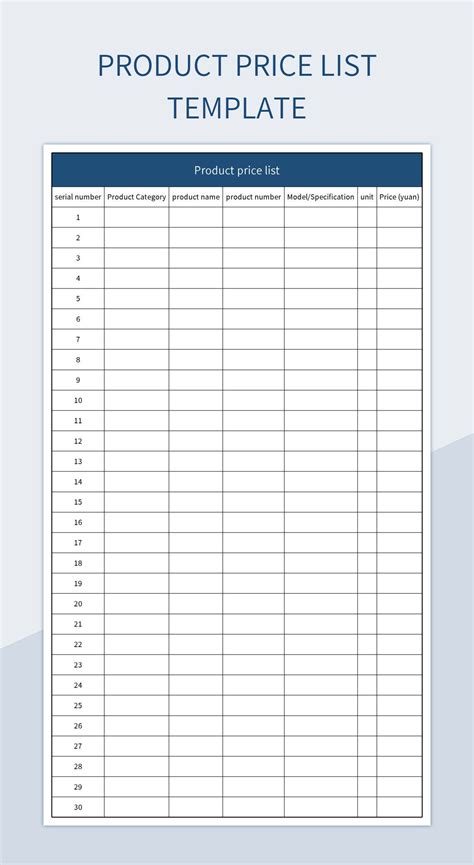 MS Excel Price List Template Excel Templates