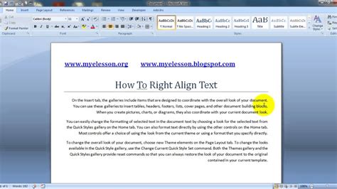 MS Word Right Align Text English YouTube