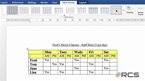 MS Word Table Formatting YouTube