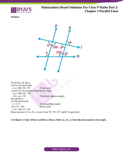 MSBSHSE Solutions For Class 9 Maths Part 2 Chapter 2 Parallel Lines