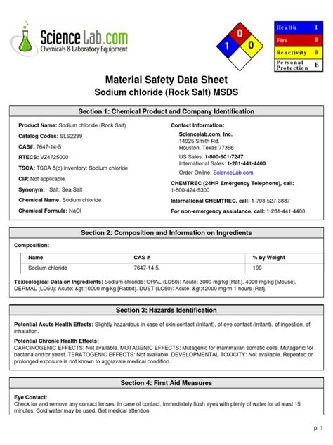 MSDS FOR Salt PDF