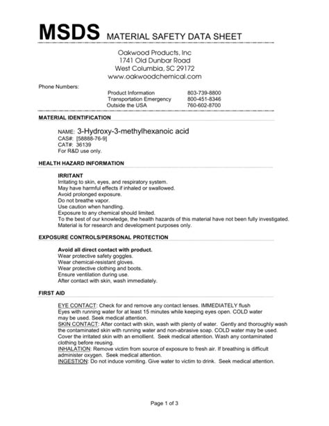 MSDS Material Safety Data Sheet MSDS (Material Safety Data Sheet) 1