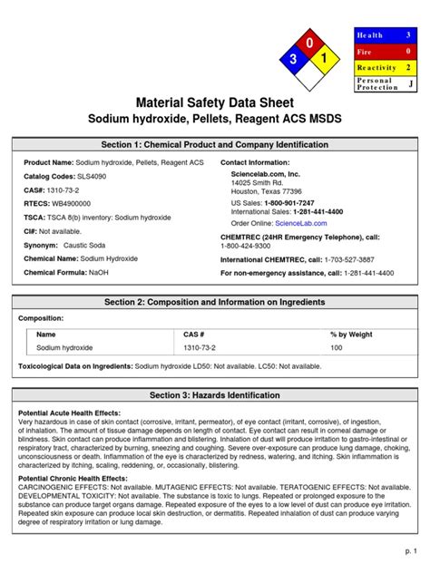 MSDS NaOH