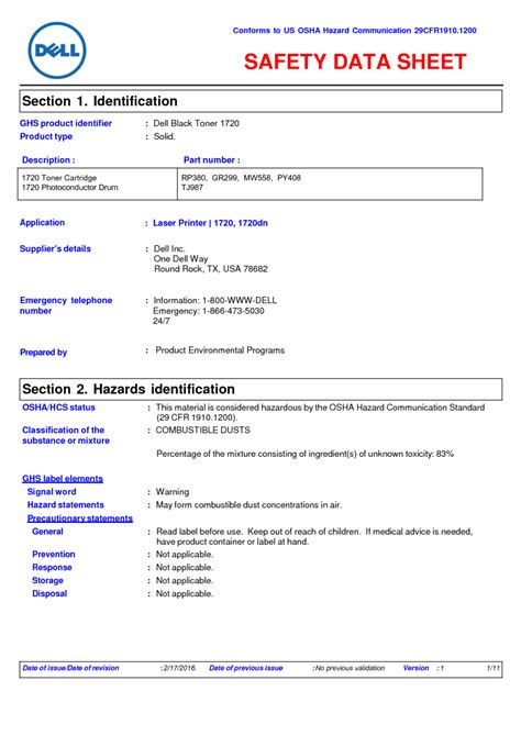 MSDS for Dell Batteries.