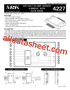 MSK4227S Datasheet(PDF) - M.S. Kennedy Corporation