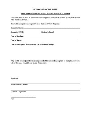 MSW Elective Form - forms.brockport.edu