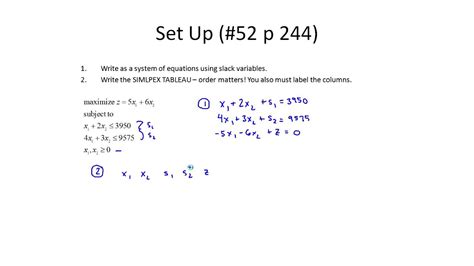 MTH 143 Linear Programming Mixed Constraints (Set up) (Finite Math