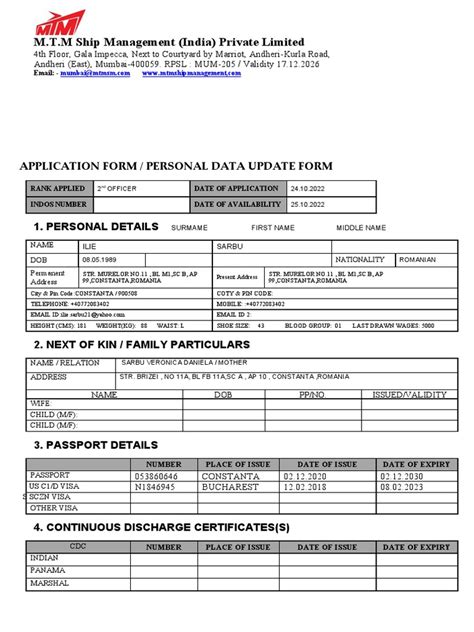 MTM Application FormBlank PDF Freight Transport Shipping