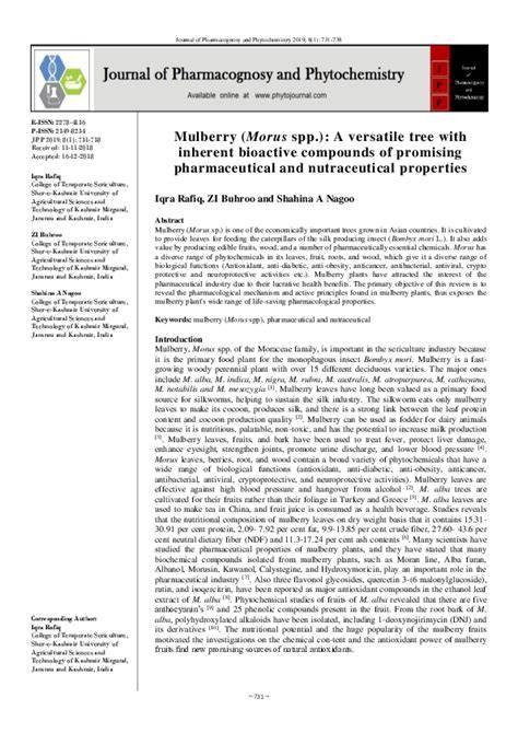 Mulberry (Morus spp.): A versatile tree with inherent bioactive ... - raincitystudios.com
