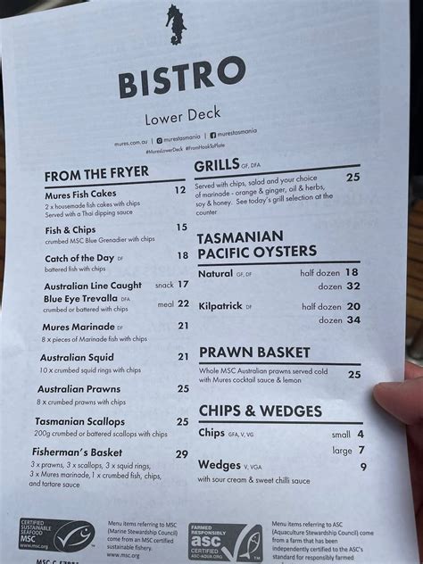 MURES LOWER DECK, Hobart - Menu, Prezzo & Ristorante …