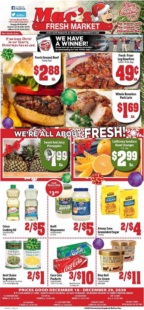 Mac's grocery weekly ad. If you are not able to see the Map or Store List, try viewing in Chrome, Safari or Firefox. Effective January 1, 2021, Internet Explorer and Microsoft Edge version 7.0 or lower are not supported on modern websites. 