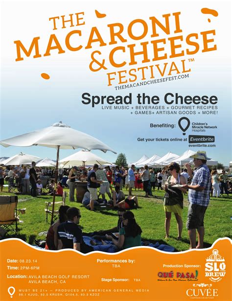 Mac-N-Cheese Festival Guidelines . Saturday, March 11, 2023. 10:00 AM - 2:00 PM - RAIN OR SHINE - Please review all information PRIOR to the cook-off. If you have any additional questions click the button above to send an email! IMPORTANT TO KNOW: SET-UP will take place between 7:30 a.m. - 9:30 a.m.. 