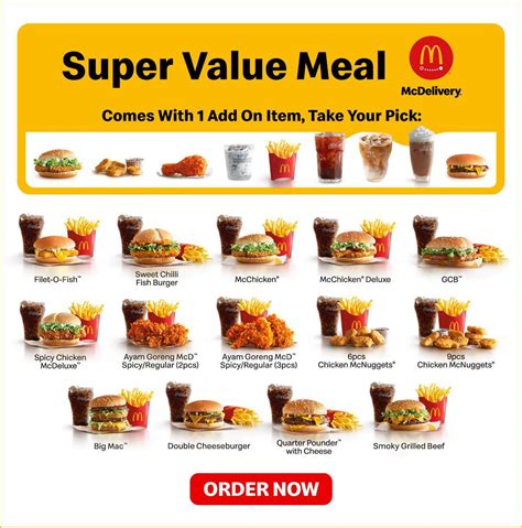 Egg McMuffin ® Meal. Chicken Muffin Meal. Filet-O-Fish ® Meal. Cheeseburger Meal with Dasani ® Drinking Water. Filet-O-Fish ® Meal with Dasani ® Drinking Water. McChicken ® Meal with Dasani ® Drinking Water. Grilled Chicken McWrap Meal with Dasani ® Drinking Water. Grilled Chicken Salad Meal with Dasani ® Drinking Water. Apple Slices.. 