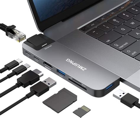 All of the portable USB-C hubs reviewed here are compatible with the Mac’s Thunderbolt 3 and 4 ports, but most feature slower USB-C connections (5Gbps or 10Gbps) compared to Thunderbolt (40Gbps).. 