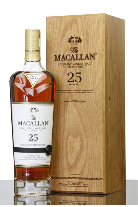 Macallan 25 cost. The Macallan Sherry Oak 25 Year Old Single Malt Scotch Whisky. 3.7 3 Reviews. Scotch Whisky / 43 % ABV / Scotland. Product details. Category. Scotch Whisky. Region. Scotland. ABV. 43% Tasting Notes. Cinnamon, Dried Fruit, Oak, Red Fruit, Rich, Toasty. Years Aged. 25. Product description. 