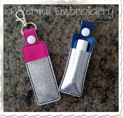 Machine embroidery chapstick holder.  When finished this case measures approxima...