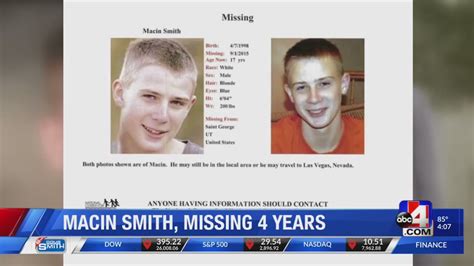 Macin smith bones found. Macin went missing from his home in St. George at age 17 on Sept. 1, 2015. For Macin's mom, Tracey Bratt-Smith, these three years and just over seven months have been a roller coaster of ... 