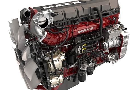 An advanced feature of the Mack MP ® 8HE engine, Energy Recovery Technology captures heat that would otherwise be lost, converts it to mechanical energy, and delivers it back to the crankshaft in the form of torque. This process enables the engine to operate at 1,000–1,100 RPM, saving fuel without sacrificing performance. Mack ® MP ®-8 Engines. 
