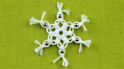 Macrame Snowflake with Beads Easy Tutorial YouTube