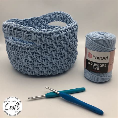 Macrame cord crochet basket pattern.  I&rsquo;m using Bobbiny Jumbo So...