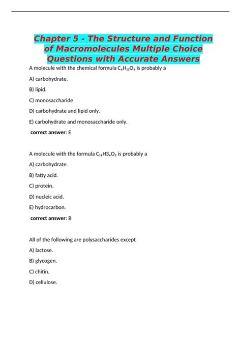 Macromolecules multiple choice questions pdf.  er .  Which of the following would most lik...