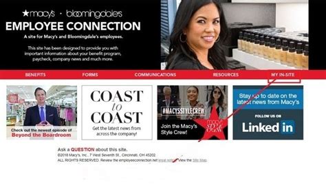 Troubleshooting Tips for Macy’s Insite login. Macy’s Insite is an online portal for Macy’s employees. If you are having trouble logging in, you can retrieve your password by following these steps: Visit Macy’s Insite login page. Click on the “Forgot Password” link. Enter your username and email address. Click on the “Submit” button.. 