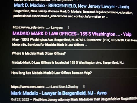 Madaio, Mark D Mark Madaio Law Office Bergenfield 07621 27 …