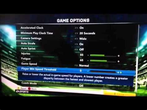 Madden 22 speed threshold.  It can be adjusted to increase or decrease the minimu...