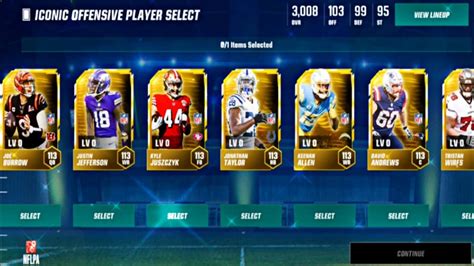 Core Iconic Select Trades (Players as of 04-05-2024) Linked below is the updated list of players in the Core Iconic Select Trades. Madden Mobile 24 Players in the Core Iconic Select Trades. Latest Additions (157 - 160 OVR): S6 Glory Road, Super Bowl (excluding SB MVP Patrick Mahomes & Dev MVP Jauan Jennings), Fan Favorites (excluding Fan-Voted .... 