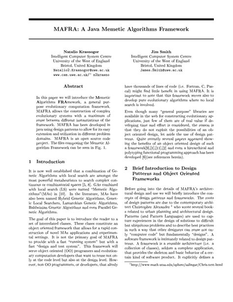 Mafra A Java Memetic Algorithms Framework