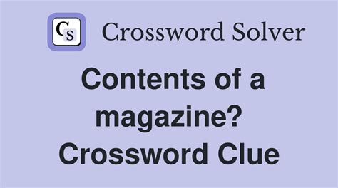 Magazine Contents Crossword Clue