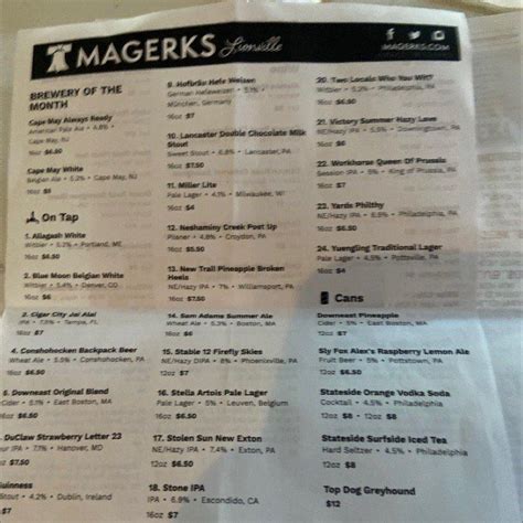 Jun 15, 2023 · View full beer menu with prices for MaGerks Fo
