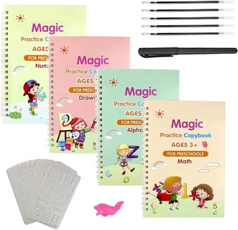 Magic Practice Copy book for Kids - 4Pcs Magic Book With Pens ...