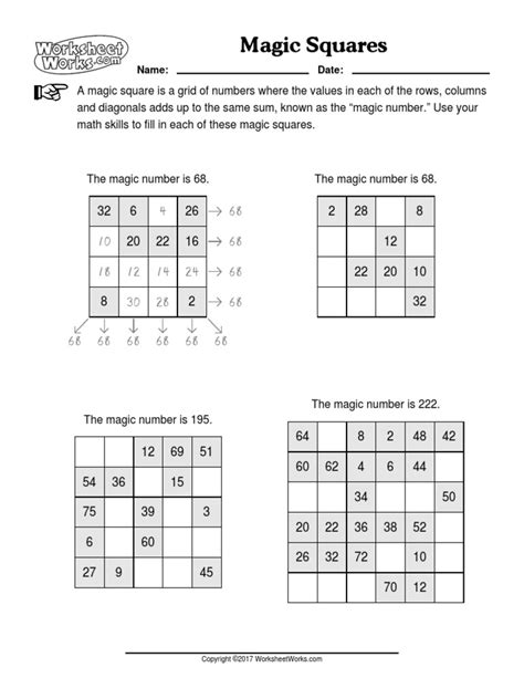 Magic Squares - WorksheetWorks.com