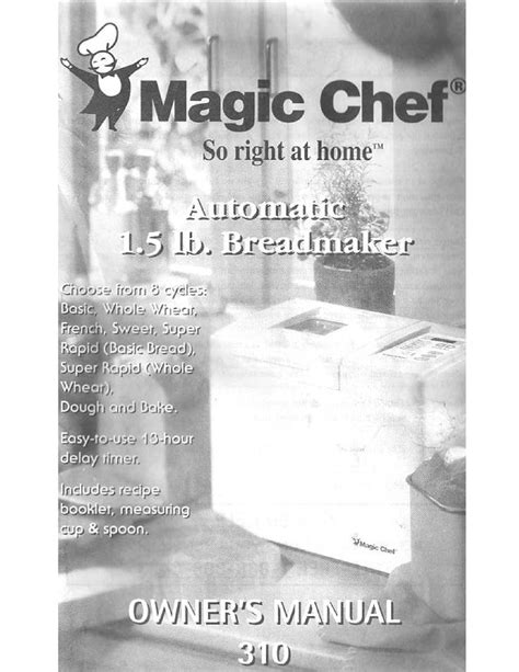 Magic chef breadmaker manual cbm 310. - Bosch ecosense dishwasher owner 39 s manual.