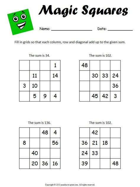 Magic square 4x4 worksheet.  Good for addition practice.  Storyboard That: Create fun magic squa...