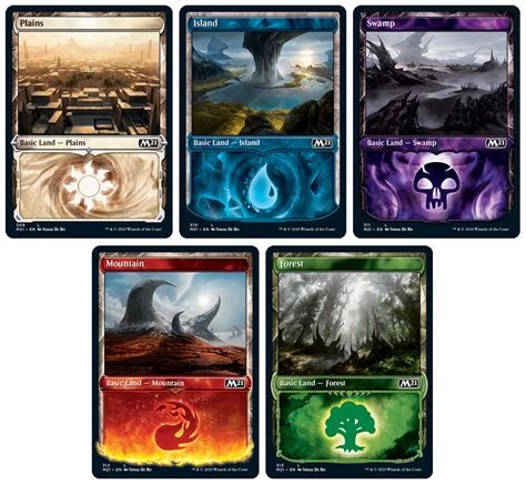 Magic the gathering lands. About this item. 400 basic lands from Jumpstart 2022. Includes 80 lands for each mana color—80 Plains (White), 80 Islands (Blue), 80 Swamps (Black), 80 Mountains (Red), and 80 Forests (Green) Each land type has 3 different card art versions—every box contains all 3 versions. Comes in reusable storage box. 