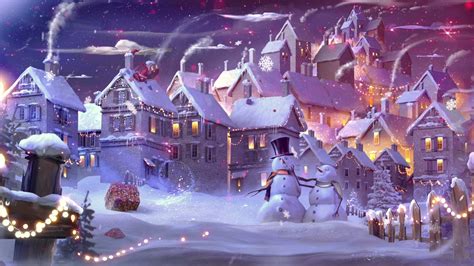 Magical Christmas Ambience Music w/ Christmas Lights Scenes & Snow Falling