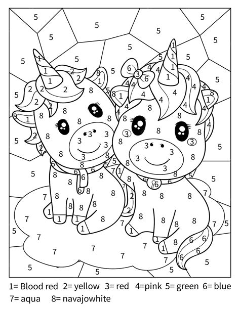 Magical Unicorn Color by Number Coloring Pages Free Printables for